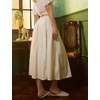 image:imageBEAUTELICATE Women Long Cotton Skirt with Lining Elastic Waist 2 Pockets ALine Bohemia Pleated SkirtIvory