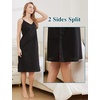 image:imageBEAUTELICATE Women Longer Slip 100 Cotton Full Slip with Side Split Under Dress Knee Length Adjustable StrapsBlack