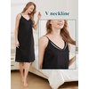 image:imageBEAUTELICATE Women Longer Slip 100 Cotton Full Slip with Side Split Under Dress Knee Length Adjustable StrapsBlack