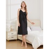 image:imageBEAUTELICATE Women Longer Slip 100 Cotton Full Slip with Side Split Under Dress Knee Length Adjustable StrapsBlack