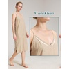 image:imageBEAUTELICATE Women Longer Slip 100 Cotton Full Slip with Side Split Under Dress Knee Length Adjustable StrapsNude