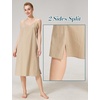 image:imageBEAUTELICATE Women Longer Slip 100 Cotton Full Slip with Side Split Under Dress Knee Length Adjustable StrapsNude