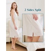 image:imageBEAUTELICATE Women Longer Slip 100 Cotton Full Slip with Side Split Under Dress Knee Length Adjustable StrapsWhite