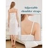image:imageBEAUTELICATE Women Longer Slip 100 Cotton Full Slip with Side Split Under Dress Knee Length Adjustable StrapsWhite