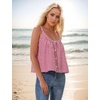 image:imageBEAUTELICATE Women Tank Top 100 Cotton Plaid Camisole U Neck Backless Tank Top SleevelessRed White Plaid