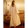 image:imageBEAUTELICATE Women Victorian Nightgown Long Sleeve 100 Cotton Nightgowns Vintage U Collar LightweightIvory