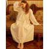 image:imageBEAUTELICATE Women Victorian Nightgown Long Sleeve 100 Cotton Nightgowns Vintage U Collar LightweightIvory