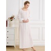 image:imageBEAUTELICATE Women Victorian Nightgown Long Sleeve 100 Cotton Sleepwear Voluminous NightdressOffwhite