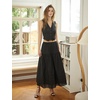 image:imageBEAUTELICATE Womens Long White Cotton ALine Lace Trim Pintuck Tier SkirtBlack