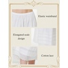 image:imageBEAUTELICATE Womens Long White Cotton ALine Lace Trim Pintuck Tier SkirtIvory