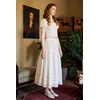 image:imageBEAUTELICATE Womens Long White Cotton ALine Lace Trim Pintuck Tier SkirtIvory