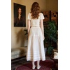 image:imageBEAUTELICATE Womens Long White Cotton ALine Lace Trim Pintuck Tier SkirtIvory