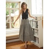 image:imageBEAUTELICATE Womens Long White Cotton ALine Lace Trim Pintuck Tier SkirtPlaid