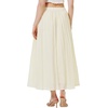 image:imageBEAUTELICATE Womens White Cotton Maxi Skirt Elastic Waistband Ankle Length Skirts with Pockets A Line SkirtBeige