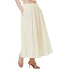 image:imageBEAUTELICATE Womens White Cotton Maxi Skirt Elastic Waistband Ankle Length Skirts with Pockets A Line SkirtBeige