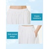 image:imageBEAUTELICATE Womens White Cotton Maxi Skirt Elastic Waistband Ankle Length Skirts with Pockets A Line SkirtOffwhite