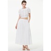 image:imageBEAUTELICATE Womens White Cotton Maxi Skirt Elastic Waistband Ankle Length Skirts with Pockets A Line SkirtOffwhite