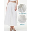 image:imageBEAUTELICATE Womens White Cotton Maxi Skirt Elastic Waistband Ankle Length Skirts with Pockets A Line SkirtOffwhite