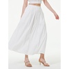 image:imageBEAUTELICATE Womens White Cotton Maxi Skirt Elastic Waistband Ankle Length Skirts with Pockets A Line SkirtOffwhite