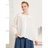 image:imageBEAUTELICATE Womens White Cotton Peter Pan Collar Blouse Long Sleeve Victorian TopWhite
