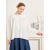 image:imageBEAUTELICATE Womens White Cotton Peter Pan Collar Blouse Long Sleeve Victorian TopWhite
