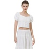 image:imageBEAUTELICATE Renaissance Shirt White Crop Tops for Women Puff Sleeve Blouse for Women Decorative ButtonWhite