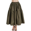 image:imageBEAUTELICATE Women 100 Cotton Maxi Skirt Elastic Waist Two Side Pocket Casual Pleated SkirtOlive Green