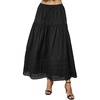 image:imageBEAUTELICATE Womens Long White Cotton ALine Lace Trim Pintuck Tier SkirtBlack