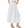 image:imageBEAUTELICATE Womens Long White Cotton ALine Lace Trim Pintuck Tier SkirtIvory