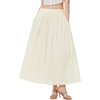 image:imageBEAUTELICATE Womens White Cotton Maxi Skirt Elastic Waistband Ankle Length Skirts with Pockets A Line SkirtBeige
