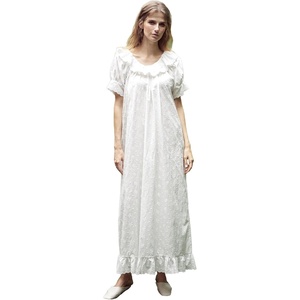 image:imageBEAUTELICATE 100 Cotton Embroidered Victorian Nightgown Vintage Sleepwear for Women