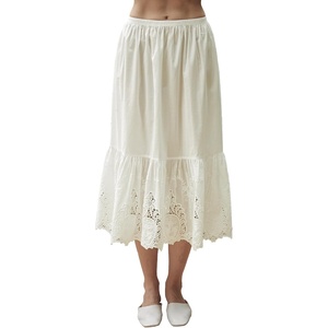 image:imageBEAUTELICATE 100 Cotton Half Slip Skirt Extender Vintage Underskirt with Lace TrimCream