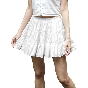 image:imageBEAUTELICATE 100 Cotton Mini Skirt with Builtin Shorts 2 Side Pockets Aline Puffy Vintage SkirtOffwhite
