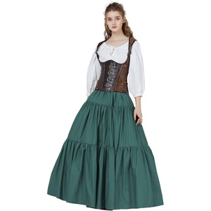 image:imageBEAUTELICATE 100 Cotton Victorian Maxi Skirt Women Gypsy Medieval Renaissance Boho Skirt Full LengthHunter Green