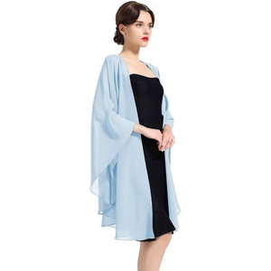 image:imageBEAUTELICATE Chiffon Shawl Bridal Wedding Wrap Long Evening Scarves ScarfBaby Blue