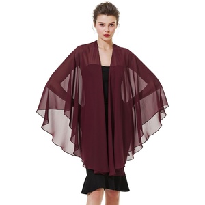 image:imageBEAUTELICATE Chiffon Shawl Bridal Wedding Wrap Long Evening Scarves ScarfBurgundy