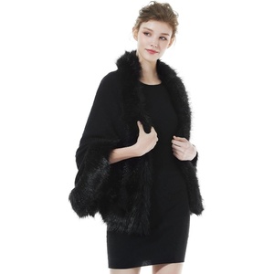 image:imageBEAUTELICATE Faux Fur Shawl Wrap Stole Shrug Bridal Winter Wedding with HookBlack