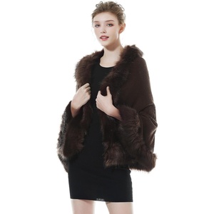 image:imageBEAUTELICATE Faux Fur Shawl Wrap Stole Shrug Bridal Winter Wedding with HookBrown