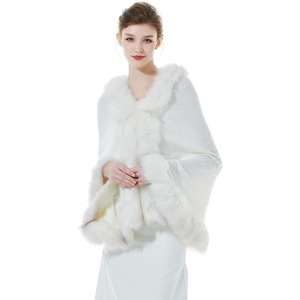 image:imageBEAUTELICATE Faux Fur Shawl Wrap Stole Shrug Bridal Winter Wedding with HookWhite