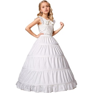 image:imageBEAUTELICATE Girls Hoop Petticoat 100 Cotton Crinoline Underskirt for Kids Flower Dress Slips Light IvoryStyle 1light Ivory