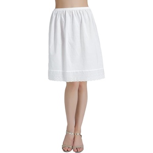 image:imageBEAUTELICATE Half Slip Skirt Extender with Lace Embroidery 100 Cotton Vintage UnderskirtIvory20 Length