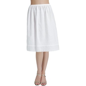 image:imageBEAUTELICATE Half Slip Skirt Extender with Lace Embroidery 100 Cotton Vintage UnderskirtIvory24 Length