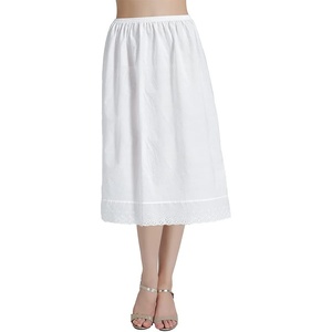 image:imageBEAUTELICATE Half Slip Skirt Extender with Lace Embroidery 100 Cotton Vintage UnderskirtIvory28 Length