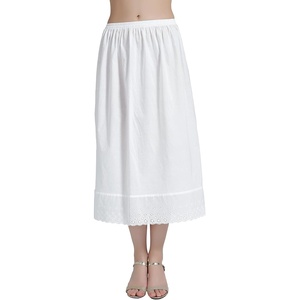image:imageBEAUTELICATE Half Slip Skirt Extender with Lace Embroidery 100 Cotton Vintage UnderskirtIvory32 Length