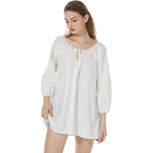 image:imageBEAUTELICATE Peasant Blouse Cotton Renaissance Faire Top Victorian Off ShoulderIvory