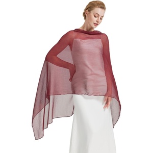 image:imageBEAUTELICATE Sheer Bridal Shawl for Wedding Dress 3 Multiways Shawl Bridesmaids Capelet ScarfBurgundy