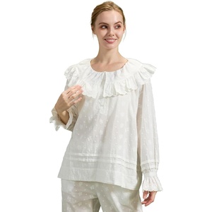 image:imageBEAUTELICATE Victorian Blouse 100 Cotton Ruffled Collar Bell Sleeves Cottagecore Shirt