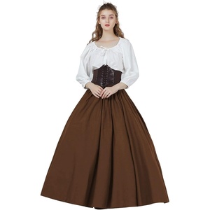 image:imageBEAUTELICATE Victorian Dress Renaissance Skirt Gypsy Long Maxi Medieval Skirt Aline Full LengthBrown