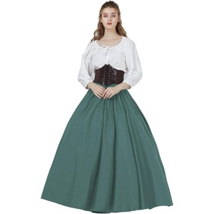 image:imageBEAUTELICATE Victorian Dress Renaissance Skirt Gypsy Long Maxi Medieval Skirt Aline Full LengthGreen