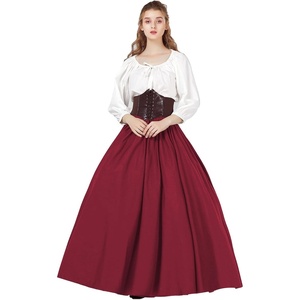 image:imageBEAUTELICATE Victorian Dress Renaissance Skirt Gypsy Long Maxi Medieval Skirt Aline Full LengthMaroon